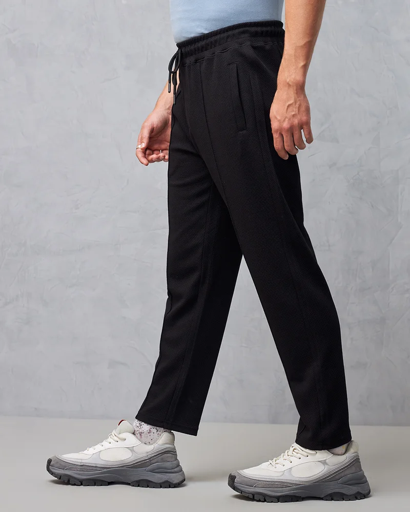 bewakoof Men's Black Warm Track Pants